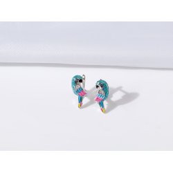 Kolczyki srebrne papugi dla dziewczynki srebro próba 925 angielskie