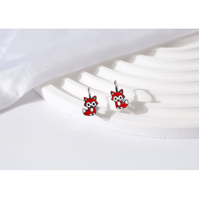 Kolczyki srebrne liski dla dziewczynki srebro próba 925 angieslkie