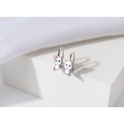 Kolczyki srebrne kotki dla dziewczynki srebro próba 925 angielskie