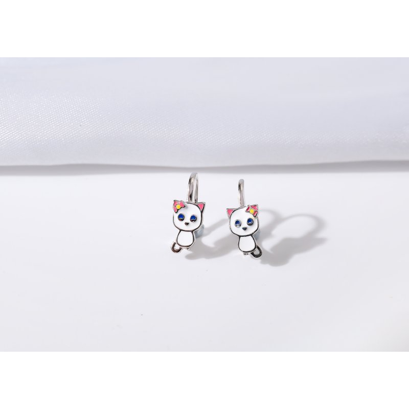 Kolczyki srebrne kotki dla dziewczynki srebro próba 925 angielskie