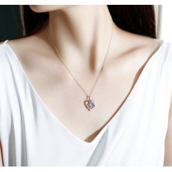 Naszyjnik srebrny łańcuszek matka z dzieckiem w sercu srebro rodowane 925