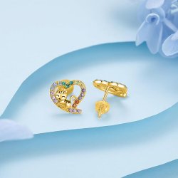 Kolczyki srebrne wkrętki kotki dla dziewczynki srebro pozłacane próba 925 sztyfty