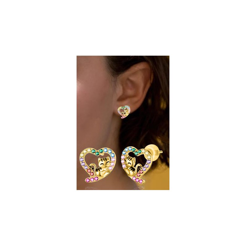 Kolczyki srebrne wkrętki kotki dla dziewczynki srebro pozłacane próba 925 sztyfty