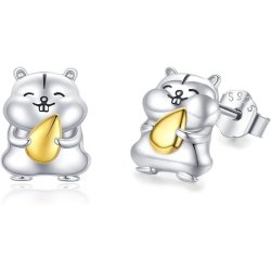 Srebrne kolczyki chomiki dla dziewczynki srebro próba 925 wkrętki sztyfty