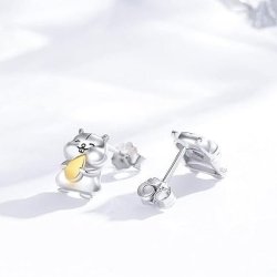 Srebrne kolczyki chomiki dla dziewczynki srebro próba 925 wkrętki sztyfty