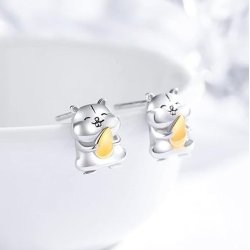 Srebrne kolczyki chomiki dla dziewczynki srebro próba 925 wkrętki sztyfty