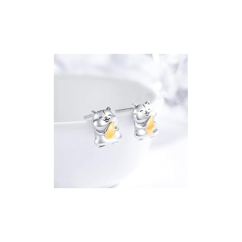 Srebrne kolczyki chomiki dla dziewczynki srebro próba 925 wkrętki sztyfty