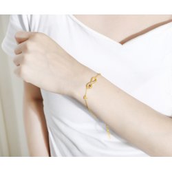 Bransoletka srebrna celebrytka nieskończoność dla kobiety srebro pozłacane próba 925 na rękę