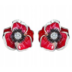 Kolczyki srebrne wkrętki sztyfty kwiatki maki srebro próba 925 wiosna