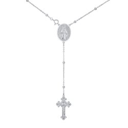 Naszyjnik srebrny rodowany łańcuszek z krzyżykiem i medalikiem srebro 925