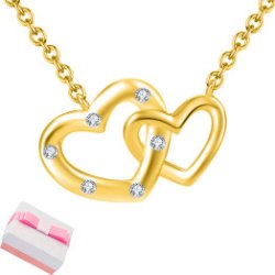 Srebrny naszyjnik damski łańcuszek celebrytka dwa serca srebro pozłacane 925