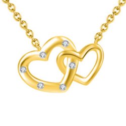 Srebrny naszyjnik damski łańcuszek celebrytka dwa serca srebro pozłacane 925