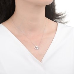 Naszyjnik srebrny damski łańcuszek celebrytka dwa serca srebro 925