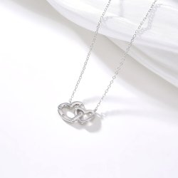 Naszyjnik srebrny damski łańcuszek celebrytka dwa serca srebro 925