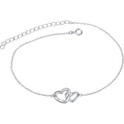 Bransoletka srebrna serce na stopę kostkę nogę dwa serca srebro 925 na lato wakacje plażę