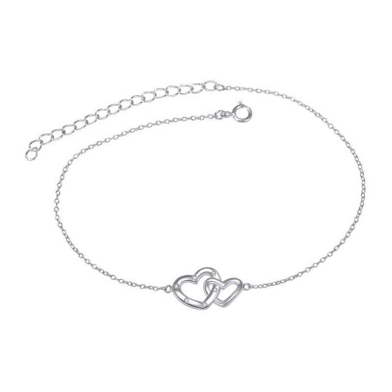 Bransoletka srebrna serce na stopę kostkę nogę dwa serca srebro 925 na lato wakacje plażę