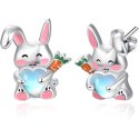 Kolczyki srebrne króliczki dla dziewczynki srebro próba 925 sztyfty wkrętki