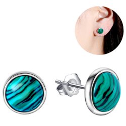 Srebrne kolczyki malachit srebro próba 925 sztyfty wkrętki zielone