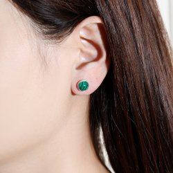 Srebrne kolczyki malachit srebro próba 925 sztyfty wkrętki zielone
