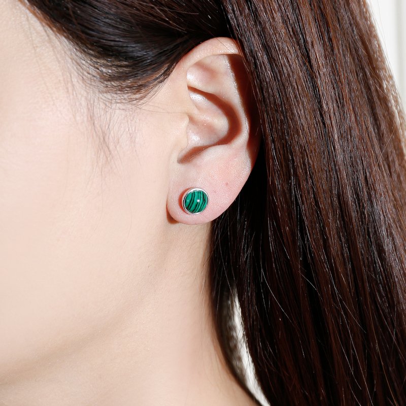 Srebrne kolczyki malachit srebro próba 925 sztyfty wkrętki zielone