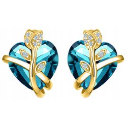 Srebrne kolczyki wkrętki swarovski serca srebro pozłacane próba 925
