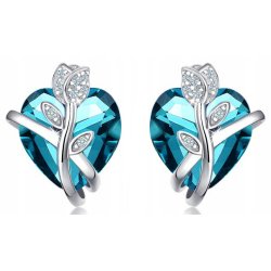 Srebrne kolczyki wkrętki swarovski serca srebro próba 925