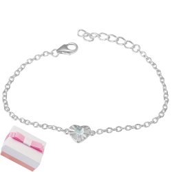 Bransoletka srebrna serce na stopę kostkę