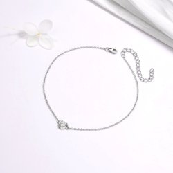 Bransoletka srebrna serce na stopę kostkę