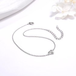 Bransoletka srebrna serce na stopę kostkę