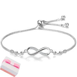 Bransoletka srebrna damska na rękę nieskończoność srebro rodowane