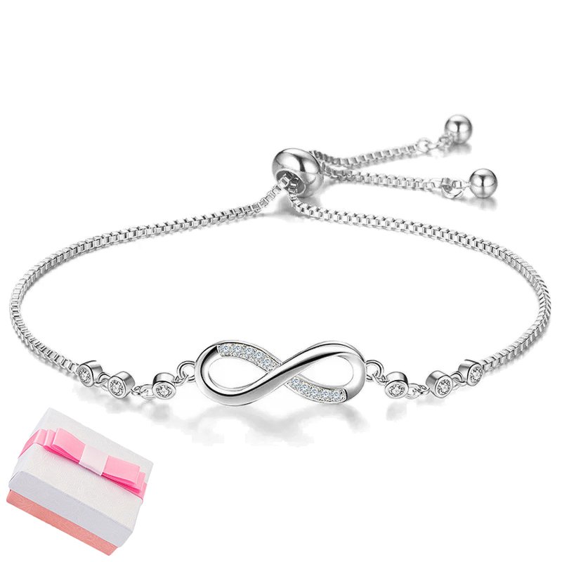 Bransoletka srebrna damska na rękę nieskończoność srebro rodowane