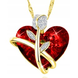 Srebrny naszyjnik łańcuszek damski serce pozłacany + szkatułka róża srebro pozłacane