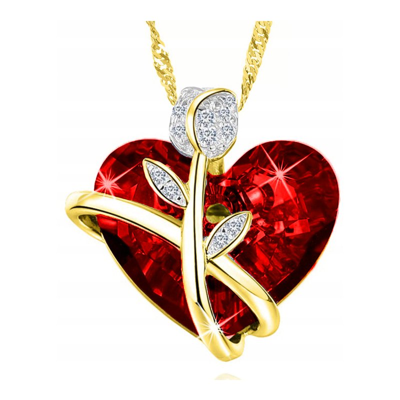 Srebrny naszyjnik łańcuszek damski serce pozłacany + szkatułka róża srebro pozłacane