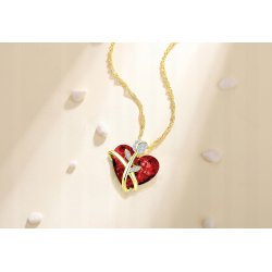 Srebrny naszyjnik łańcuszek damski serce pozłacany + szkatułka róża srebro pozłacane