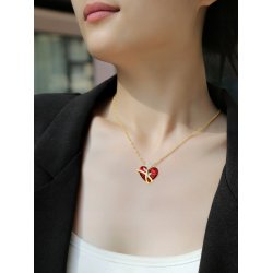 Srebrny naszyjnik łańcuszek damski serce pozłacany + szkatułka róża srebro pozłacane