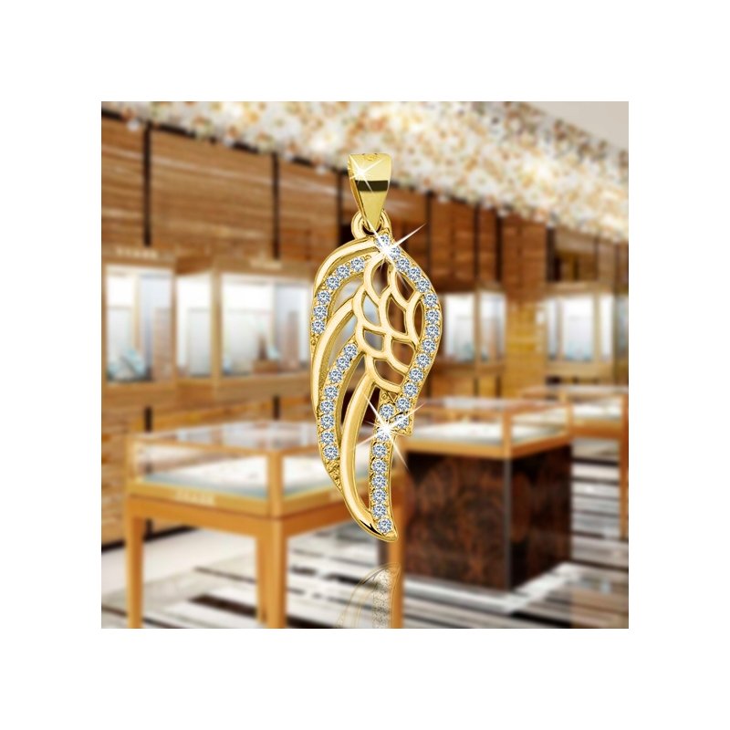 Srebrny naszyjnik damski skrzydło pozłacany + szkatułka róża srebro pozłacane