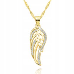 Srebrny naszyjnik damski skrzydło pozłacany + szkatułka róża srebro pozłacane