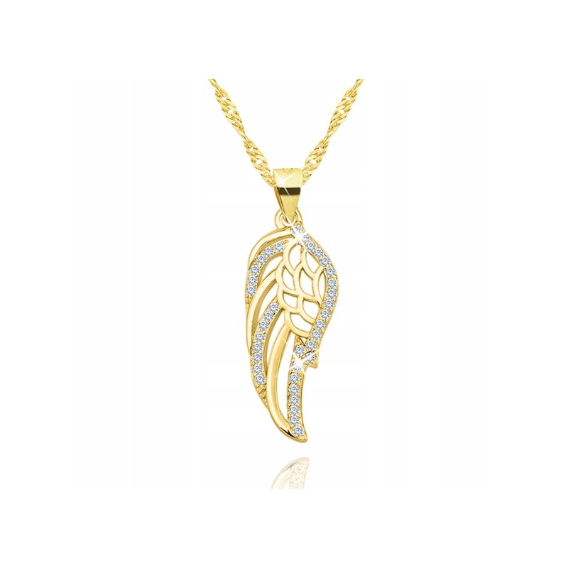 Srebrny naszyjnik damski skrzydło pozłacany + szkatułka róża srebro pozłacane