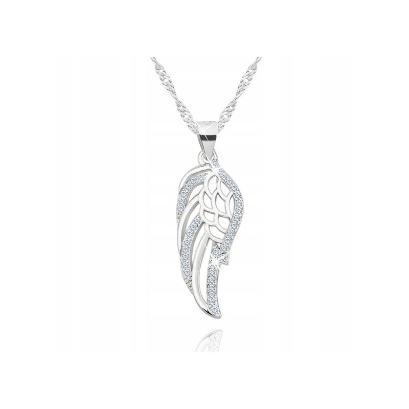 Srebrny naszyjnik damski skrzydło + szkatułka róża srebro