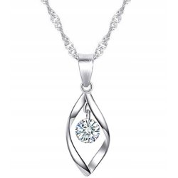 Naszyjnik srebrny łańcuszek damski z zawieszką + szkatułka róża srebro