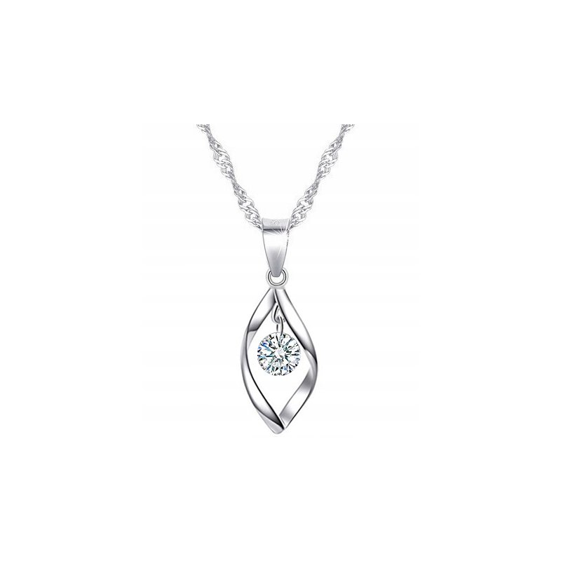 Naszyjnik srebrny łańcuszek damski z zawieszką + szkatułka róża srebro