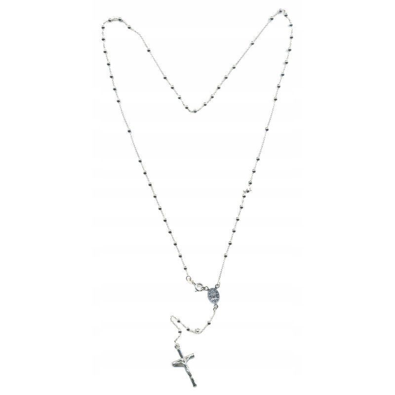 Naszyjnik srebrny damski różaniec łańcuszek z zawieszką krzyżyk srebro 925