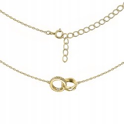 Naszyjnik srebrny damski łańcuszek kółka z cyrkoniami srebro próba 925 pozłacany