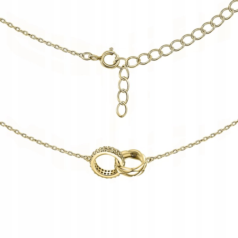 Naszyjnik srebrny damski łańcuszek kółka z cyrkoniami srebro próba 925 pozłacany