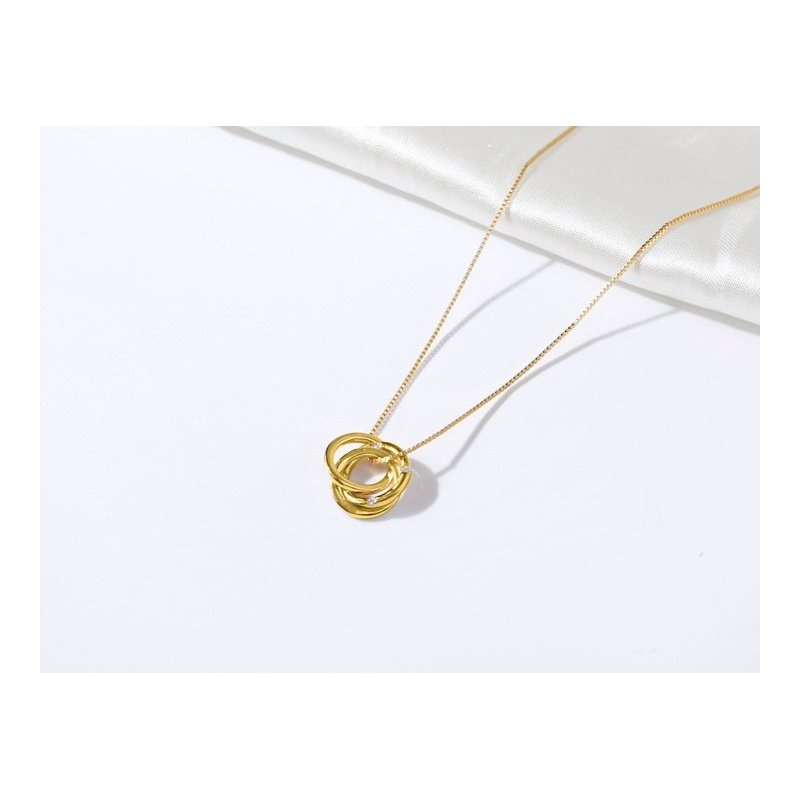 Naszyjnik srebrny damski łańcuszek kółka z cyrkoniami srebro pozłacany próba 925