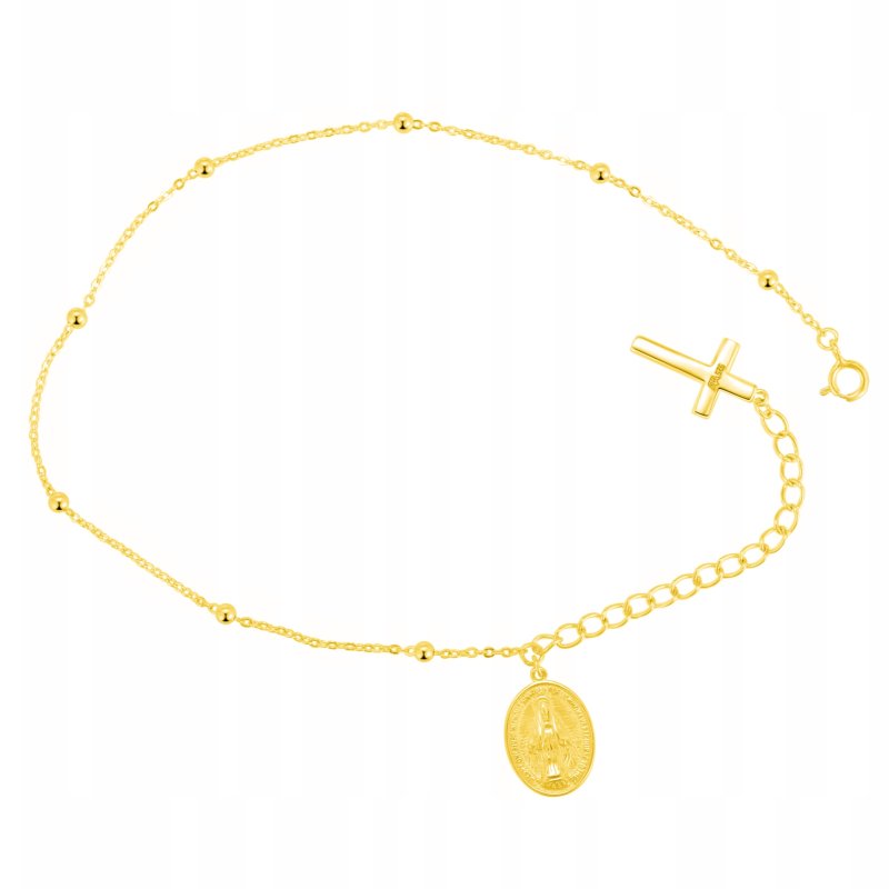 Srebrna bransoletka damska krzyżyk medalik pozłacane srebro próba 925