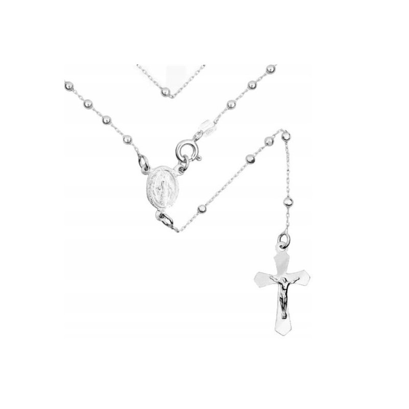 Naszyjnik srebrny damski różaniec łańcuszek z zawieszką krzyżyk srebro 925