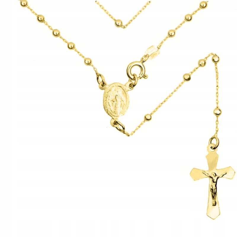 Naszyjnik srebrny damski różaniec łańcuszek z zawieszką krzyżyk srebro pozłacane 925