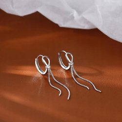 Długie srebrne kolczyki damskie wiszące srebro próba 925 na dzień kobiet