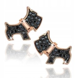 Srebrne kolczyki dla dziewczynki dzieci pieski sztyfty wkrętki srebro 925 pozłacane